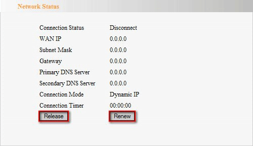 System Status Release or Renew